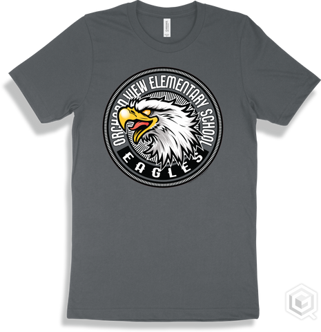 Orchard View Elementary School Eagles Asphalt T-shirt - Mascot Circle Design