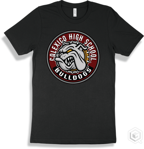 Calexico High School Bulldogs Black T-shirt - Mascot Circle Design