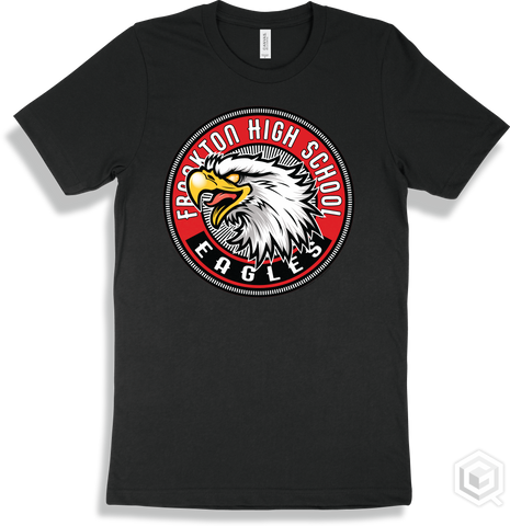 Frankton High School Eagles Black T-shirt - Mascot Circle Design