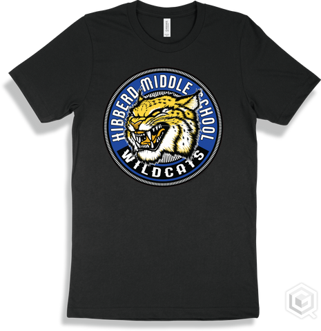 Hibberd Middle School Wildcats Black T-shirt - Mascot Circle Design