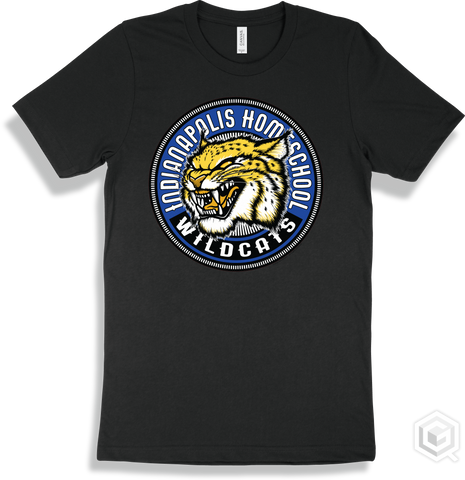 Indianapolis Homeschool Wildcats Black T-shirt - Mascot Circle Design