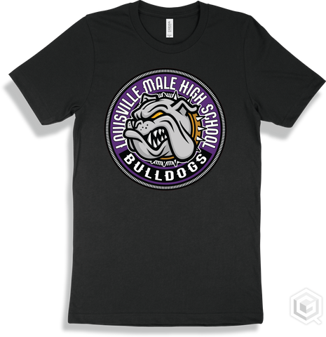 Louisville Male High School Bulldogs Black T-shirt - Mascot Circle Design