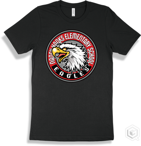 Nancy Hanks Elementary School Eagles Black T-shirt - Mascot Circle Design
