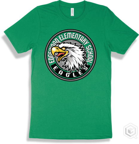 Edgewood Elementary School Eagles Kelly T-shirt - Mascot Circle Design