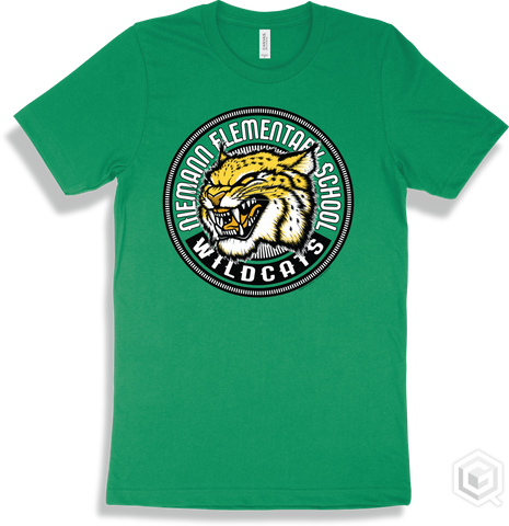 Niemann Elementary School Wildcats Kelly T-shirt - Mascot Circle Design