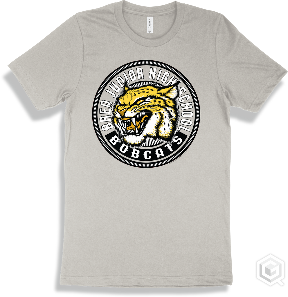 Brea Junior High School Bobcats Silver T-shirt - Mascot Circle Design