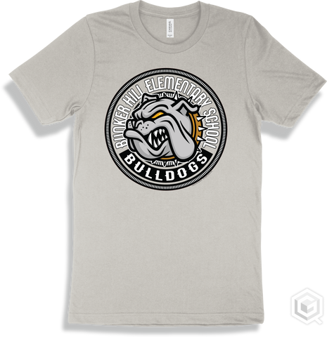 Bunker Hill Elementary School Bulldogs Silver T-shirt - Mascot Circle Design