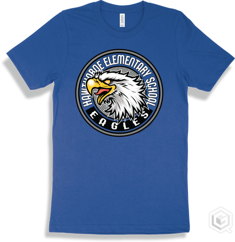Hawthorne Elementary School Eagles True Royal T-shirt - Mascot Circle Design