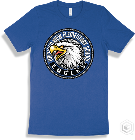 Orchard View Elementary School Eagles True Royal T-shirt - Mascot Circle Design