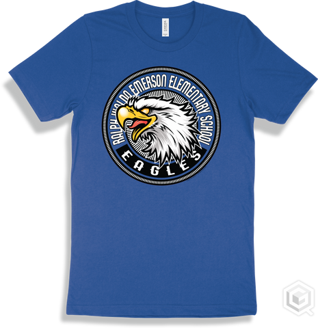 Ralph Waldo Emerson Elementary School Eagles True Royal T-shirt - Mascot Circle Design