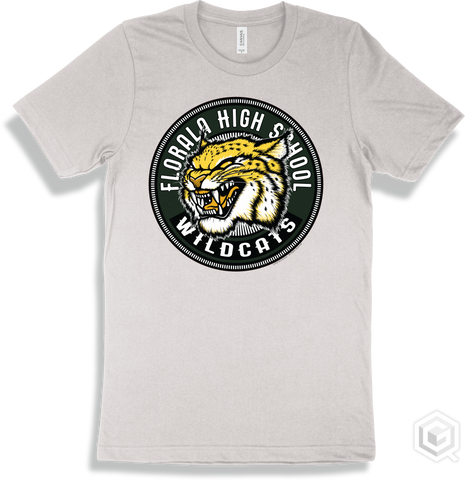 Florala High School Wildcats White T-shirt - Mascot Circle Design