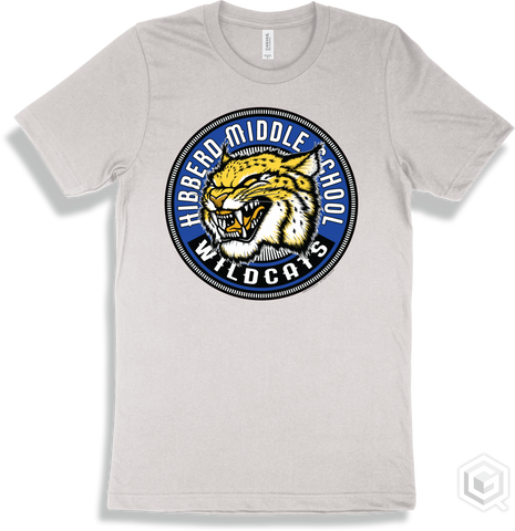 Hibberd Middle School Wildcats White T-shirt - Mascot Circle Design