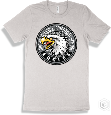 Orchard View Elementary School Eagles White T-shirt - Mascot Circle Design