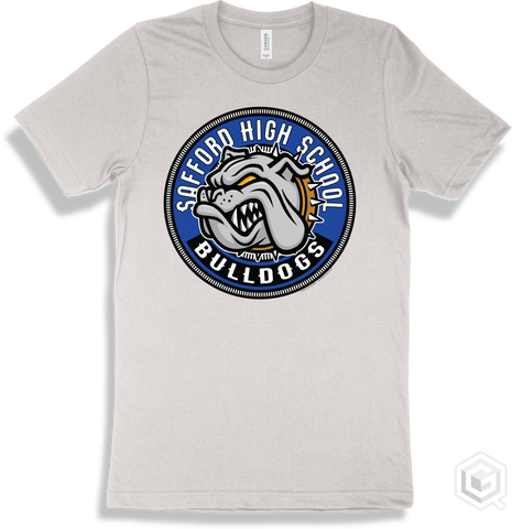 Safford High School Bulldogs White T-shirt - Mascot Circle Design