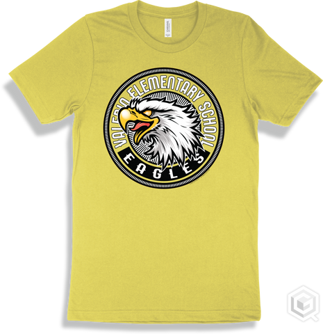 Valerio Elementary School Eagles Yellow T-shirt - Mascot Circle Design