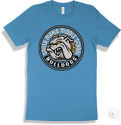 Santa Maria Middle School Bulldogs Aqua T-shirt - Mascot Circle Design