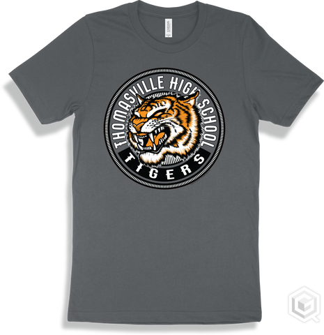 Thomasville High School Tigers Asphalt T-shirt - Mascot Circle Design
