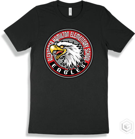 Alexander Hamilton Elementary School Eagles Black T-shirt - Mascot Circle Design