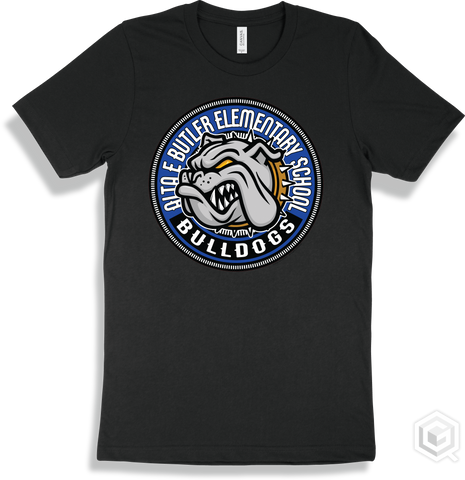 Alta E Butler Elementary School Bulldogs Black T-shirt - Mascot Circle Design