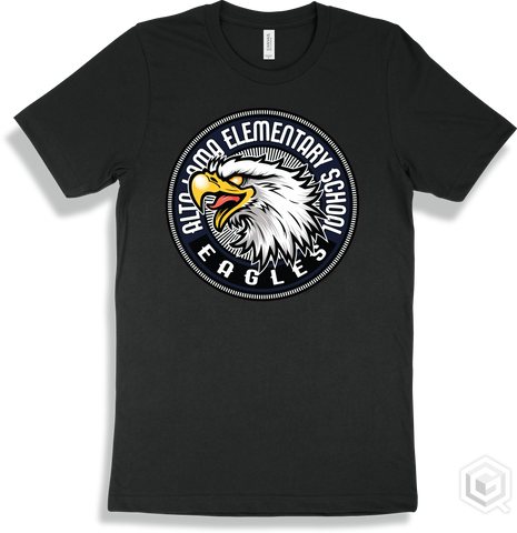 Alta Loma Elementary School Eagles Black T-shirt - Mascot Circle Design