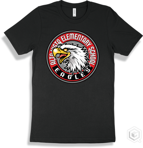 Alta Vista Elementary School Eagles Black T-shirt - Mascot Circle Design