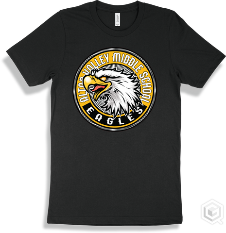 Altar Valley Middle School Eagles Black T-shirt - Mascot Circle Design