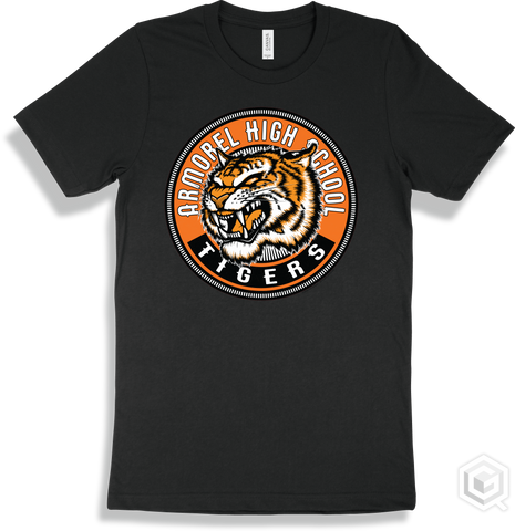Armorel High School Tigers Black T-shirt - Mascot Circle Design