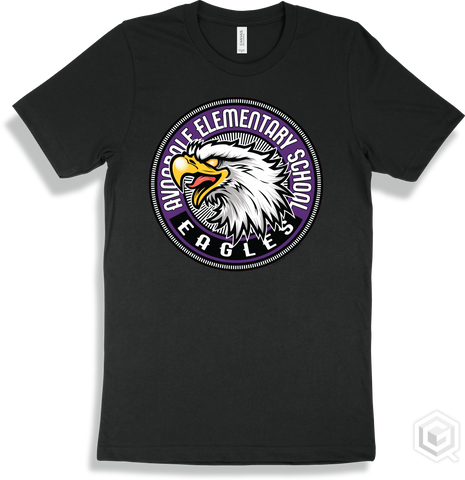 Avondale Elementary School Eagles Black T-shirt - Mascot Circle Design