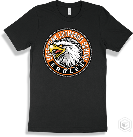 East Fork Lutheran School Eagles Black T-shirt - Mascot Circle Design