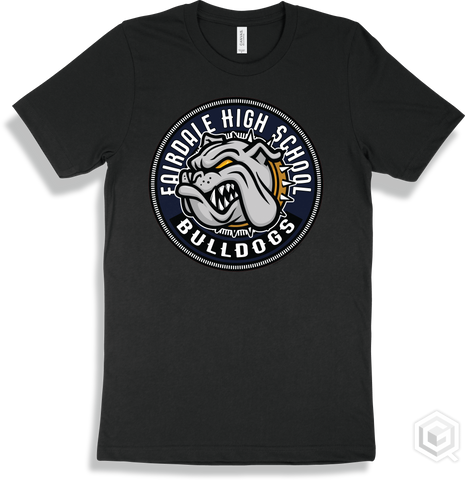 Fairdale High School Bulldogs Black T-shirt - Mascot Circle Design