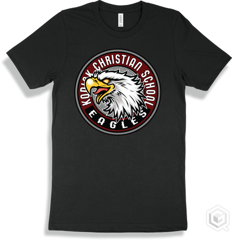Kodiak Christian School Eagles Black T-shirt - Mascot Circle Design