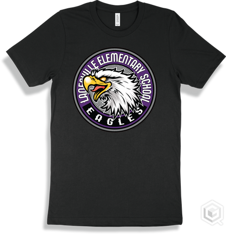 Lanesville Elementary School Eagles Black T-shirt - Mascot Circle Design