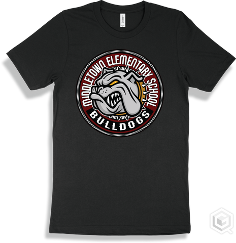 Middletown Elementary School Bulldogs Black T-shirt - Mascot Circle Design
