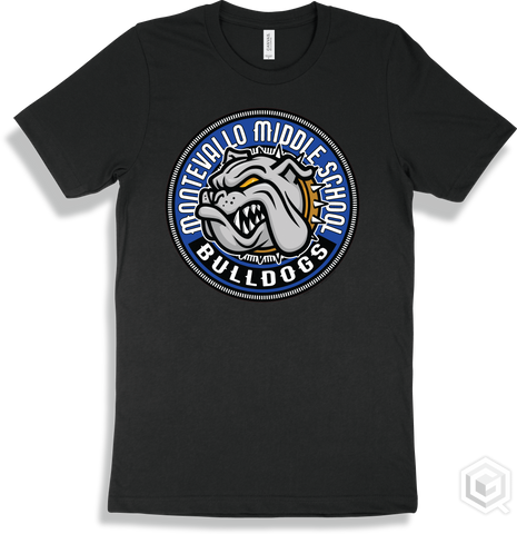 Montevallo Middle School Bulldogs Black T-shirt - Mascot Circle Design