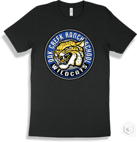 Oak Creek Ranch School Wildcats Black T-shirt - Mascot Circle Design