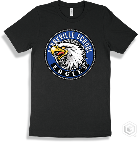 Perryville School Eagles Black T-shirt - Mascot Circle Design