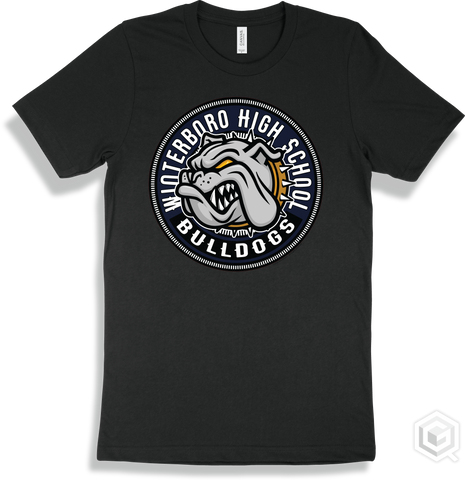 Winterboro High School Bulldogs Black T-shirt - Mascot Circle Design