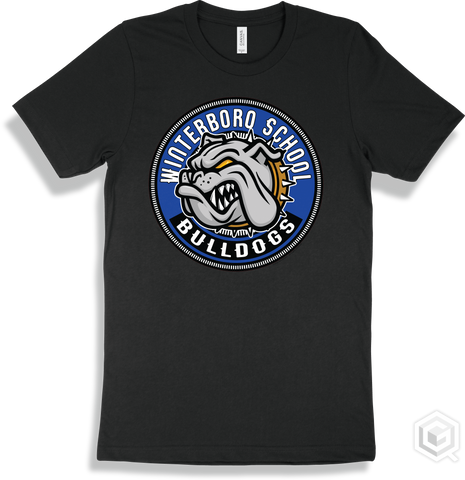 Winterboro School Bulldogs Black T-shirt - Mascot Circle Design