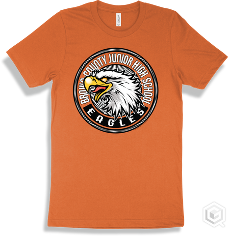 Brown County Junior High School Eagles Burnt Orange T-shirt - Mascot Circle Design