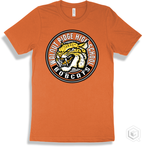Walnut Ridge High School Bobcats Burnt Orange T-shirt - Mascot Circle Design