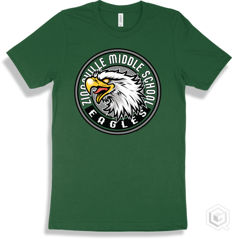 Zionsville Middle School Eagles Forest T-shirt - Mascot Circle Design