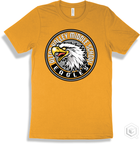 Altar Valley Middle School Eagles Gold T-shirt - Mascot Circle Design