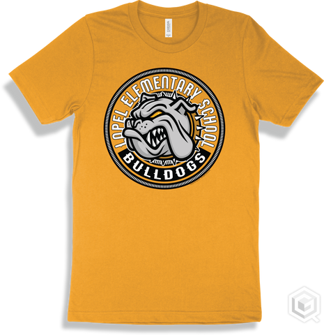 Lapel Elementary School Bulldogs Gold T-shirt - Mascot Circle Design