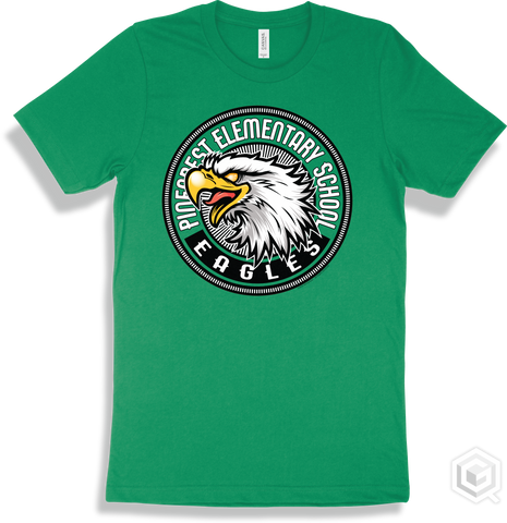 Pinecrest Elementary School Eagles Kelly T-shirt - Mascot Circle Design
