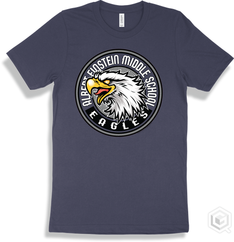 Albert Einstein Middle School Eagles Navy T-shirt - Mascot Circle Design