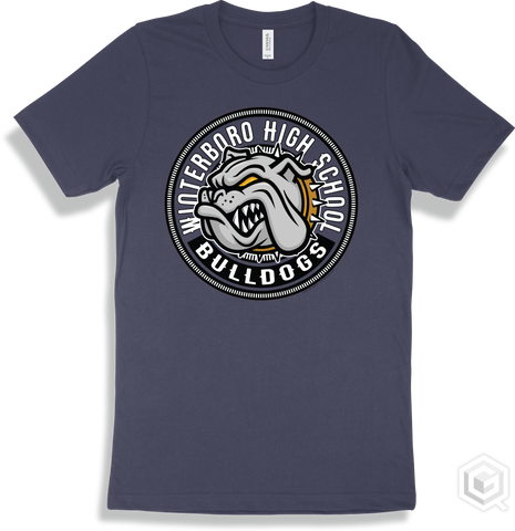 Winterboro High School Bulldogs Navy T-shirt - Mascot Circle Design
