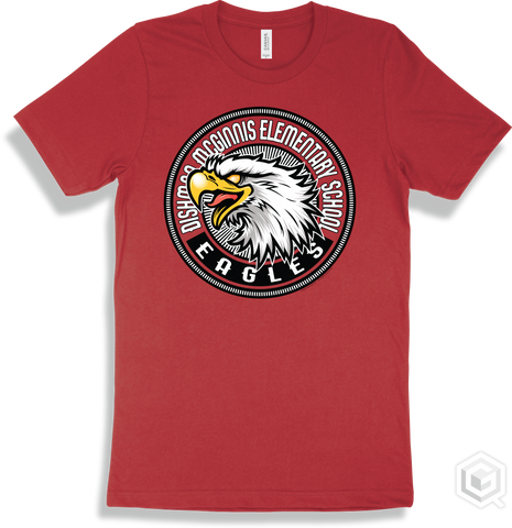 Dishman Mcginnis Elementary School Eagles Red T-shirt - Mascot Circle Design