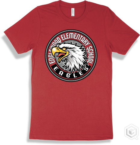 Englewood Elementary School Eagles Red T-shirt - Mascot Circle Design