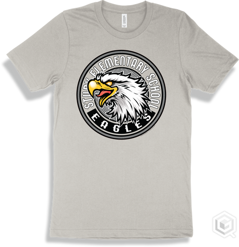 Study Elementary School Eagles Silver T-shirt - Mascot Circle Design