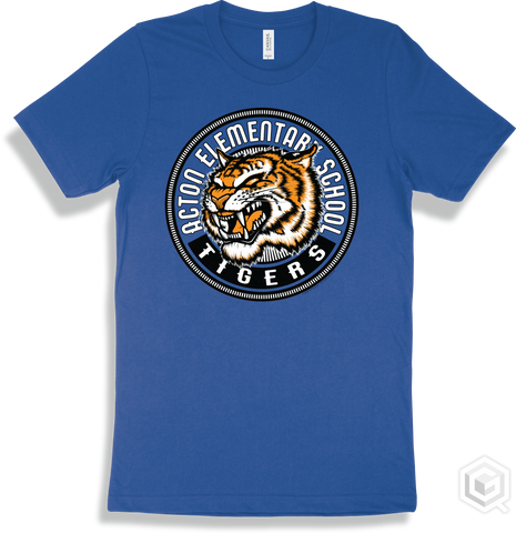 Acton Elementary School Tigers True Royal T-shirt - Mascot Circle Design